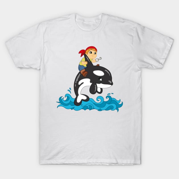 Kid riding orca free willy T-Shirt by Made the Cut